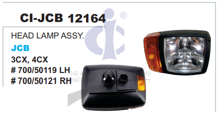HEAD LAMP ASSY.  JCB BACKHOE LOADER 3CX, 4CX