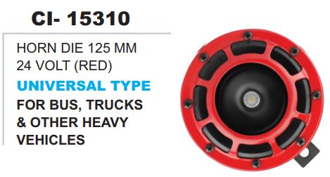 HORN DIE 125 MM 24 VOLT (RED) UNIVERSAL TYPE FOR BUS, TRUCKS & OTHER HEAVY VEHICLES