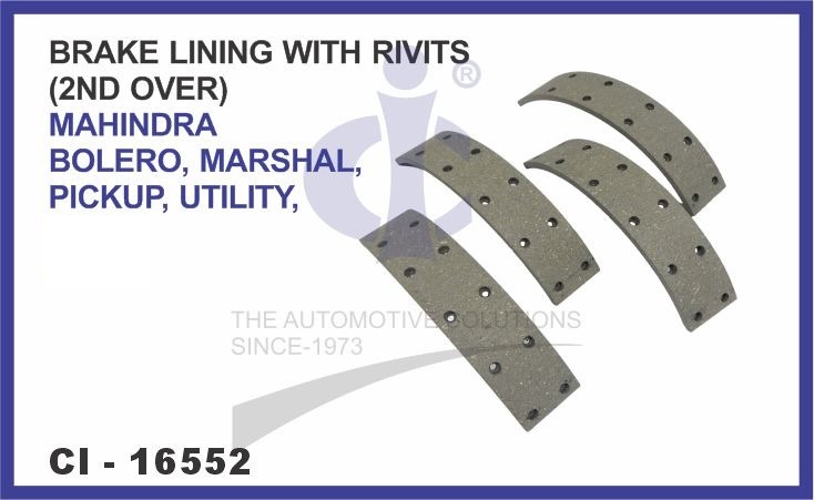 BRAKE LINING W/RIVITS (2ND OVER) BOLERO,MARSHAL,PICKUP,UTILITY