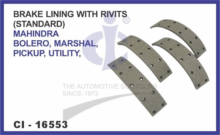 BRAKE LINING W/RIVITS (STANDARD) BOLERO,MARSHAL,PICKUP,UTILITY
