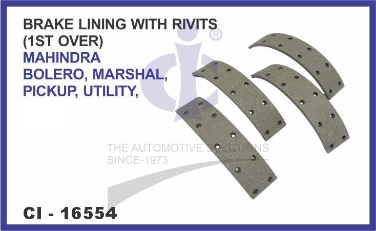 BRAKE LINING W/RIVITS (1ST OVER) BOLERO,MARSHAL,PICKUP,UTILITY