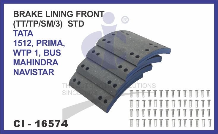 BRAKE LINING FRONT SET OF 4 PCS (TT/TP/SM/3) STD TATA 1512, PRIMA, WTP 1, BUS MAHINDRA NAVISTAR