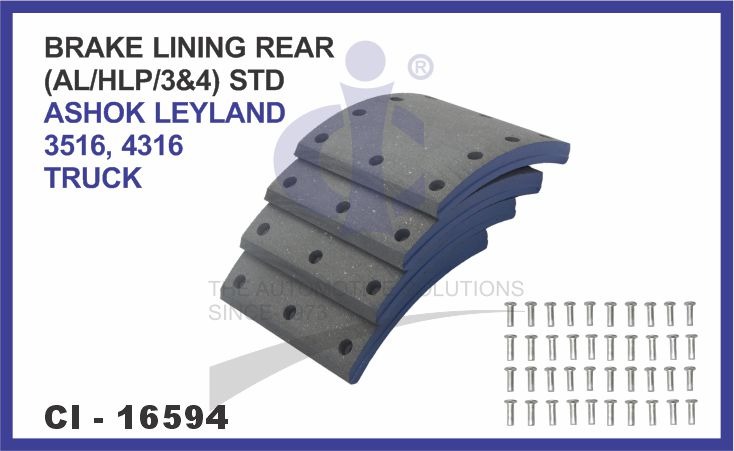 BRAKE LINING REAR SET OF 4 PCS (AL/HLP/3&4) STD ASHOK LEYLAND 3516, 4316 TRUCK