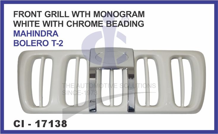 FRONT GRILL BOLERO T-2 W/MONOGRAM W/CHROME BEADING WHITE