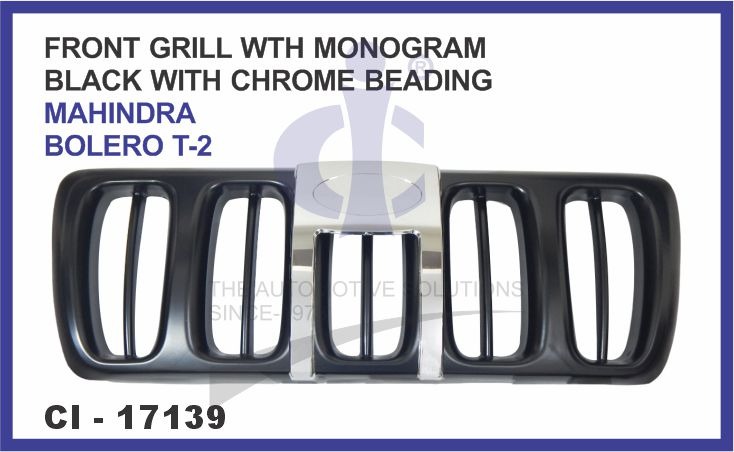 FRONT GRILL BOLERO T-2 W/MONOGRAM W/CHROME BEADING BLACK
