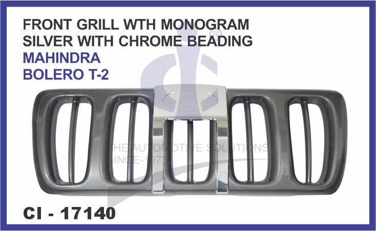 FRONT GRILL BOLERO W/MONOGRAM W/CHROME BEADING SILVER