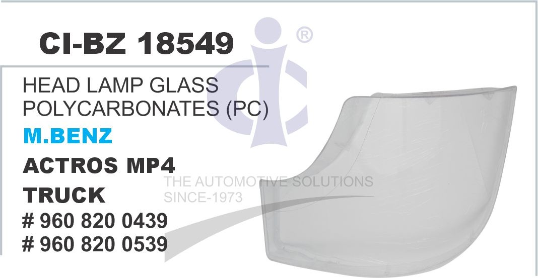 HEAD LAMP GLASS ONLY POLYCARBONATE (PC) MBENZ MP5 MP4 ACTROS TRUCK