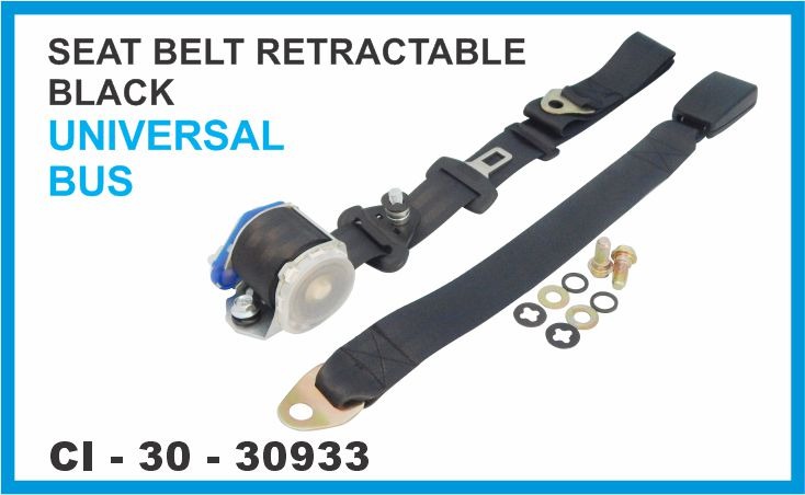SEAT BELT RETRACTABLE BLACK UNIVERSAL BUS