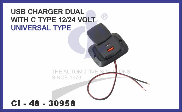 USB CHARGER DUAL WITH C TYPE 12 AND 24 VOLT UNIVERSAL TYPE