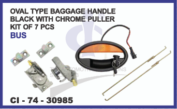 OVAL TYPE BAGGAGE HANDLE BLACK WITH CHROME PULLER KIT OF 7PCS BUS