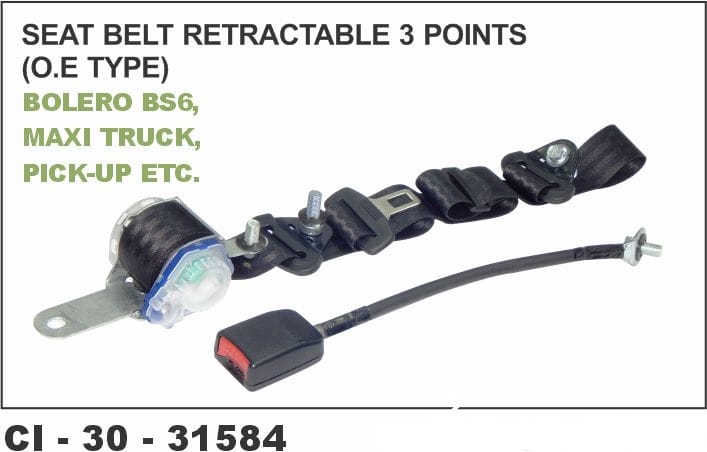 RETRACTABLE SEAT BELT BOLERO BS6,MAXI TRUCK,PICK UP ETC BLACK 3 POINT LH