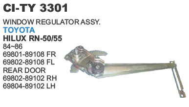 WINDOW REGULATOR ASSY. HILUX REAR LH