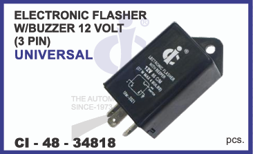 ELECTRONIC FLASHER W/BUZZER (3PIN) 12V UNI
