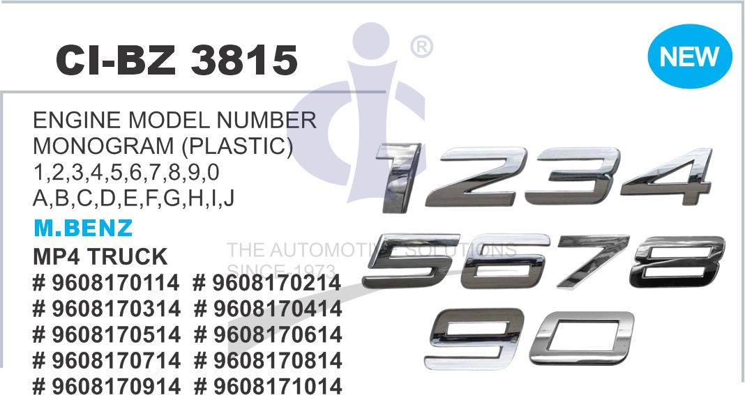 ENGINE MODEL NUMBER MONOGRAM (PLASTIC) MBENZ MP4 ACTROS TRUCK