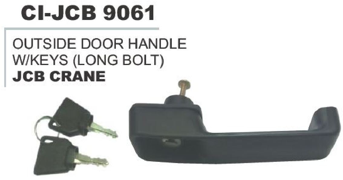 OUTSIDE DOOR HANDLE W/KEYS (LONG BOLT) JCB CRANE