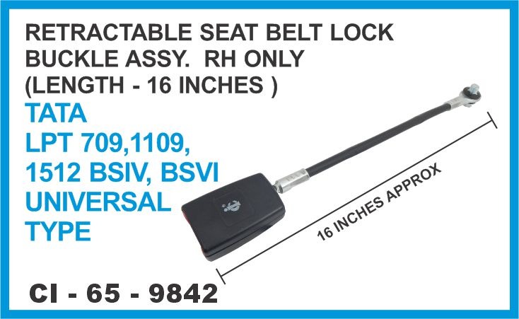 RETRACTABLE SEAT BELT BUCKLE ONLY LPT-709,1109,BS-4,BS-6 UNIVERSAL 16 INCH RH