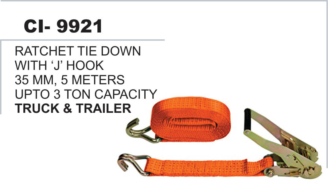 RATCHET TIE DOWN W/J HOOK 35MM 5 MTR 3 TON