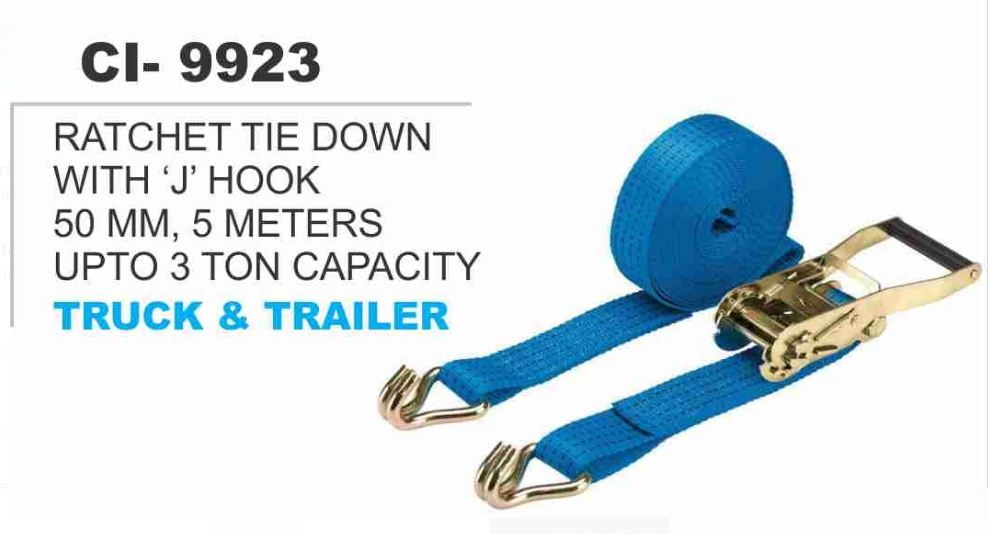 RATCHET TIE DOWN W/J HOOK 50 MM 5 MTR 3 TON