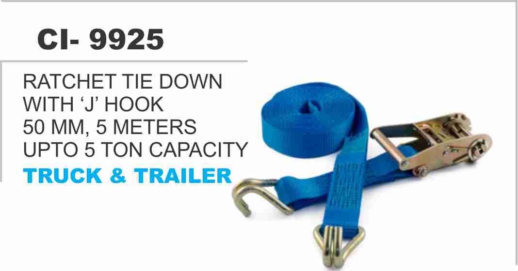 RATCHET TIE DOWN W/J HOOK 50 MM 5 MTR 5 TON