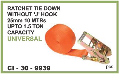 RATCHET TIE DOWN W/O J HOOK 25MM 10MTR 1.50 TON