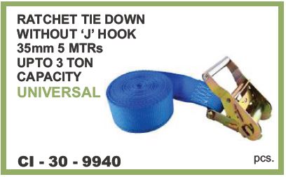 RATCHET TIE DOWN W/O J HOOK 35MM 5 MTR 3 TON