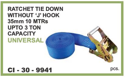 RATCHET TIE DOWN W/O J HOOK 35MM 10 MTR 3 TON