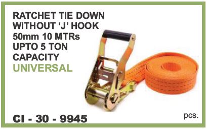 RATCHET TIE DOWN W/O J HOOK 50MM 10 MTR 5 TON