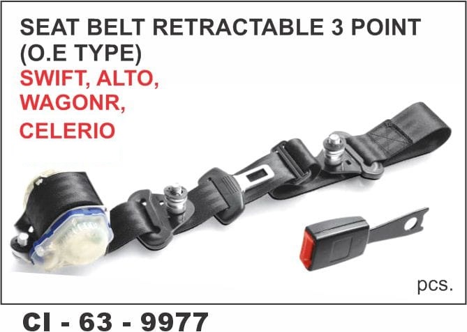 RETRACTABLE SEAT BELT WAGON-R,SWIFT,ALTO,CELERIO ETC BLACK 3 POINT RH